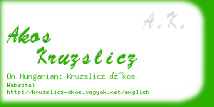 akos kruzslicz business card